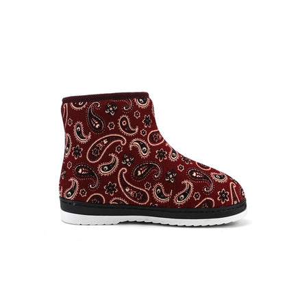 Women Winter Floral Printed Short Snow Boots