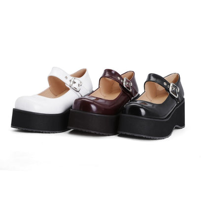 Women Mary Jane Platform Wedge Heels Shoes