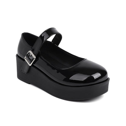 Women Buckle Platform Wedge Heels Shoes