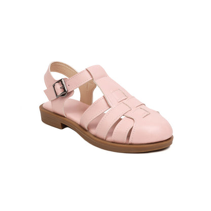 Women Lolita Round Toe Hollow Out Flat Sandals