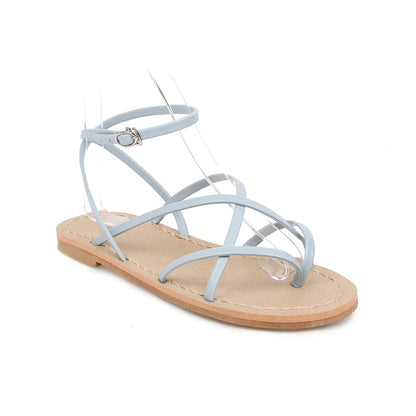 Women Flip Flops Round Toe Ankle Strap Flat Sandals