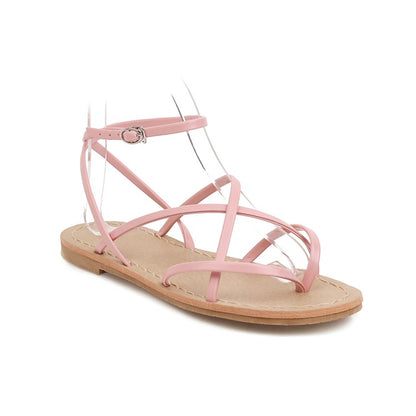 Women Flip Flops Round Toe Ankle Strap Flat Sandals