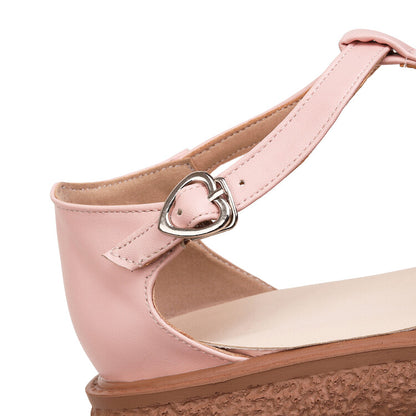 Women Lolita Round Toe T Strap Flat Sandals