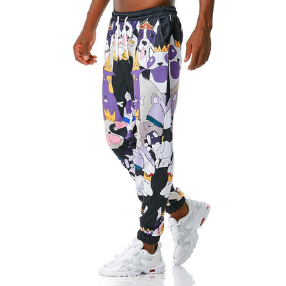 Men's 3D Cartoon Doggy Graffiti Printing Casual Sports Jogger Pants