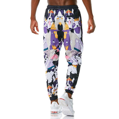 Men's 3D Cartoon Doggy Graffiti Printing Casual Sports Jogger Pants