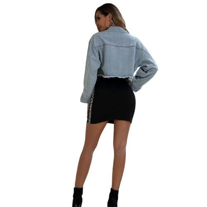 Womens Long Sleeved Denim Coats Jackets