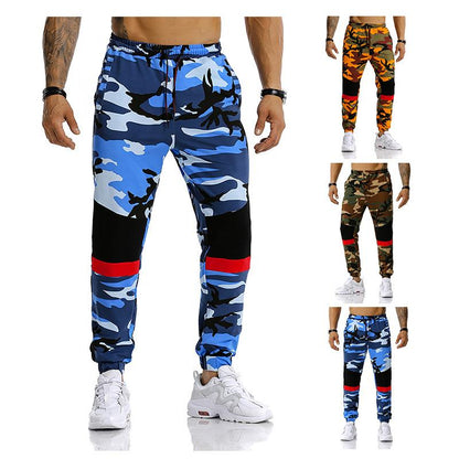 Men's Split Joint Camouflage Out Door Sports Football Training Workout Jogger Pants