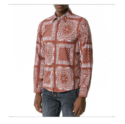 Men's 3D Button Retro Printing Long Sleeves Casual Shirts