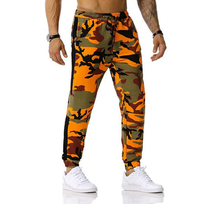 Men's Split Joint Camouflage Out Door Sports Football Training Workout Jogger Pants