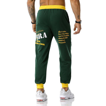 Men's Brazil National Flag Printing Out Door Sports Workout Football Training Jogger Pants