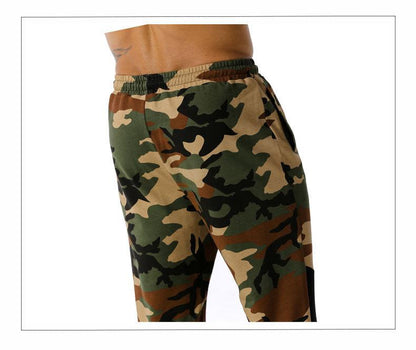 Men's Split Joint Camouflage Out Door Sports Football Training Workout Jogger Pants