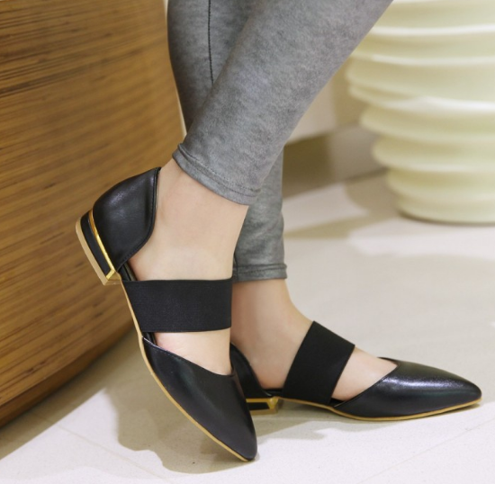 Pointed Toe Elastic Band Ankle Wrap Flat Sandals 7978 – Shoeu