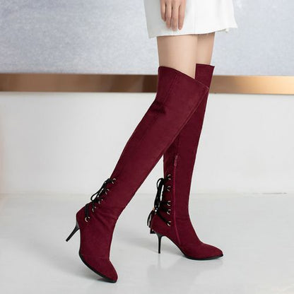 Women Tassel High Heels Knee High Boots