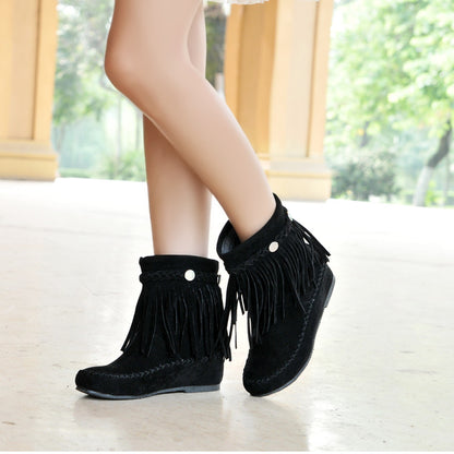 Women Tassel Rivets Low Heels Short Boots