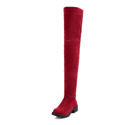 Women's Suede Low Heels Knee High Boots