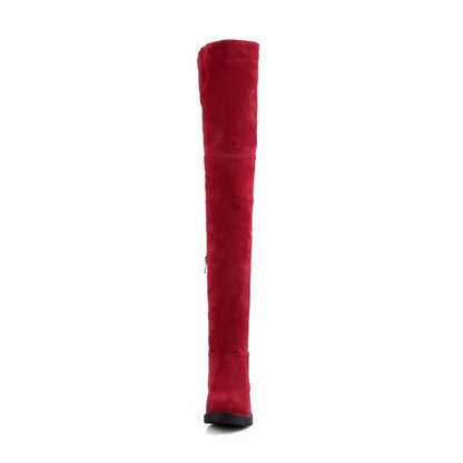 Women's Suede Low Heels Knee High Boots