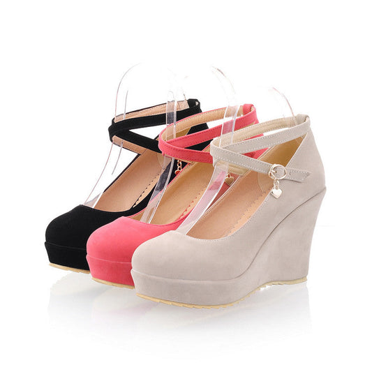 Women Ankle Strap Heels Platform Wedges Shoes