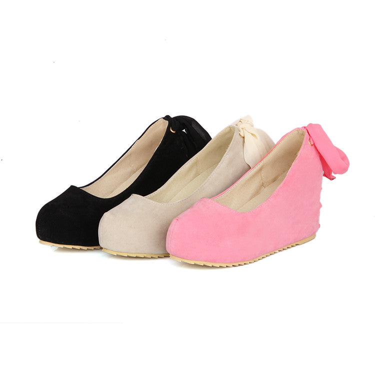 Women Ribbons Platform Wedge Heels Pumps