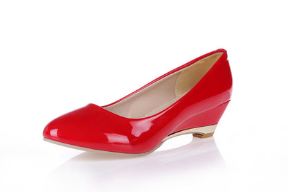 Women Patent Leather Wedges Heel Pumps