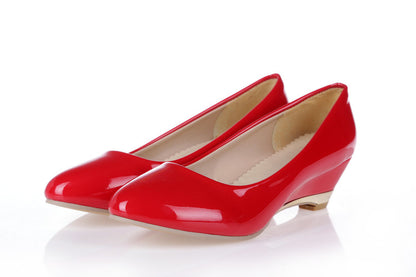 Women Patent Leather Wedges Heel Pumps