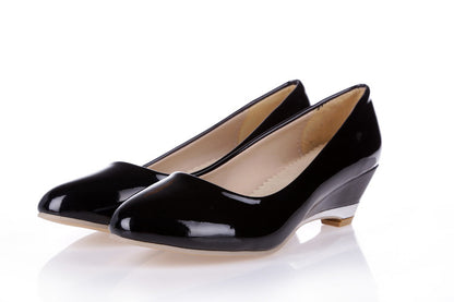 Women Patent Leather Wedges Heel Pumps