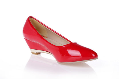 Women Patent Leather Wedges Heel Pumps