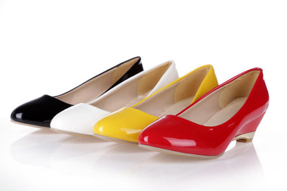 Women Patent Leather Wedges Heel Pumps