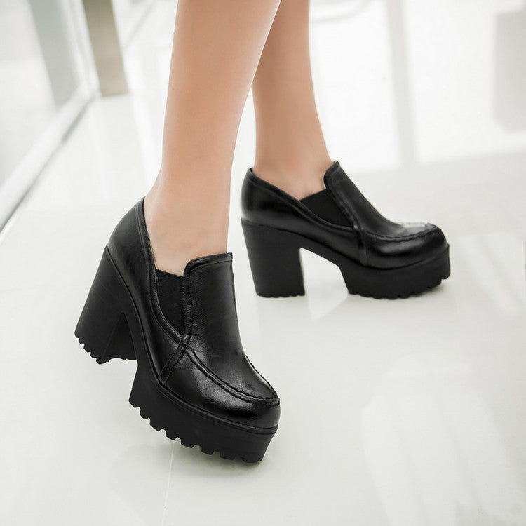 Women Platform Block High Heels