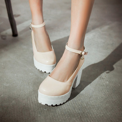 Women Ankle Strap High Heels Platform Pumps