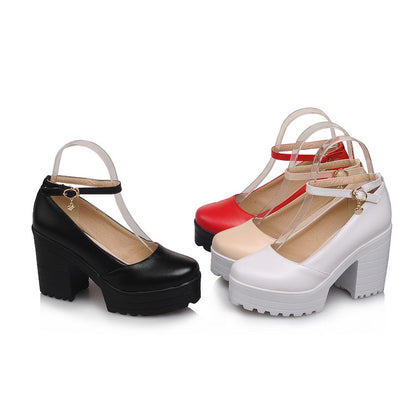 Women Ankle Strap High Heels Platform Pumps