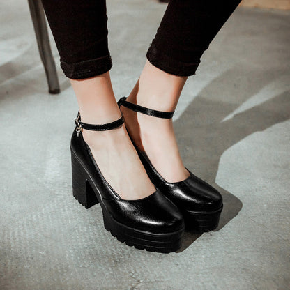 Women Ankle Strap High Heels Platform Pumps