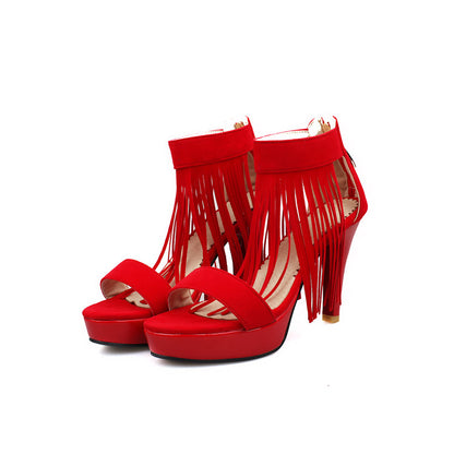 Women Tassel Stiletto High Heel Platform Sandals