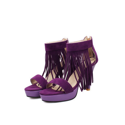 Women Tassel Stiletto High Heel Platform Sandals