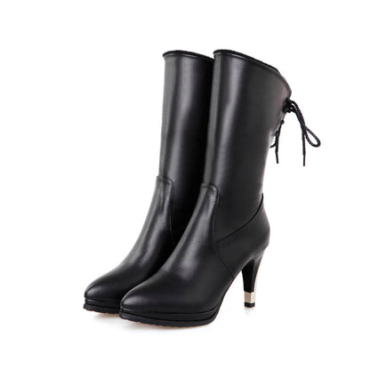 Women Pointed Toe High Heels Short Boots