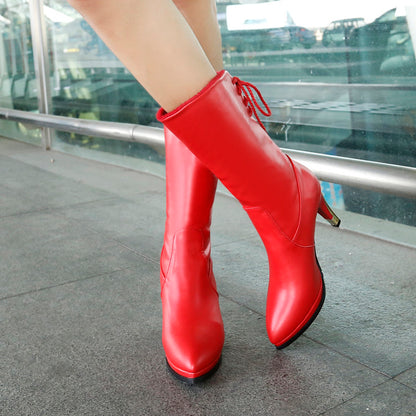 Women Pointed Toe High Heels Short Boots