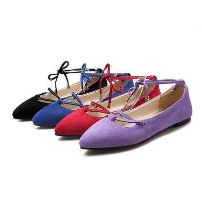 Women Pointed Toe Velvet Pumps Flats Shoes