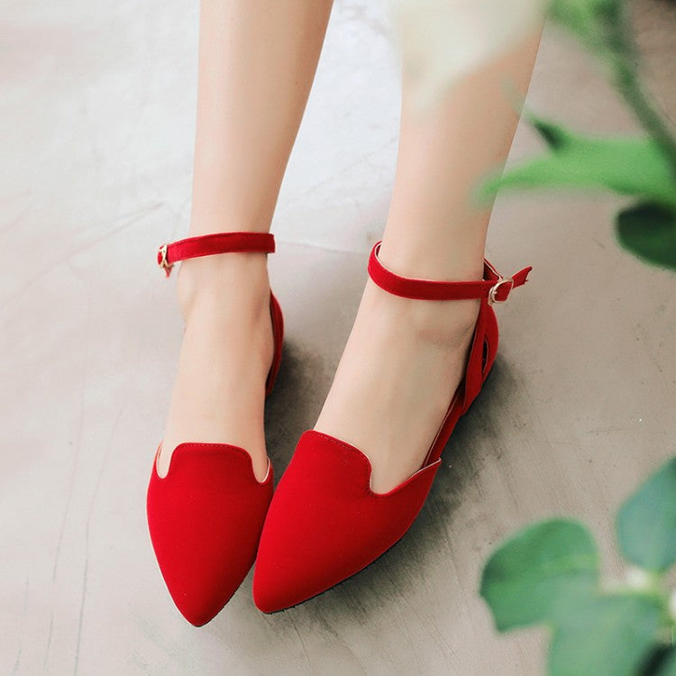 Women Ankle Strap Low Heel Pumps