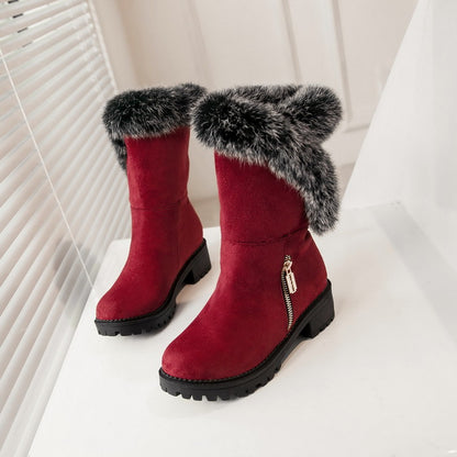 Women Mid Heel Mid Calf Snow Boots