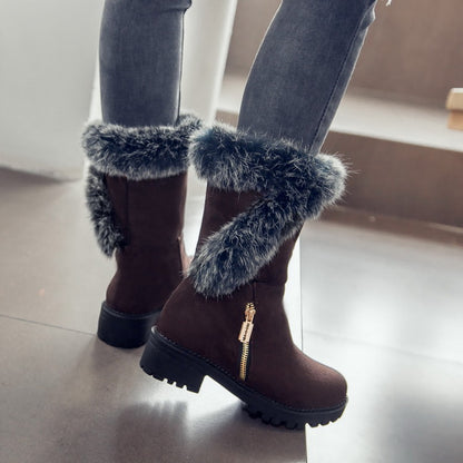 Women Mid Heel Mid Calf Snow Boots