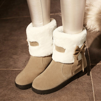 Women Winter Bowtie Short Snow Boots