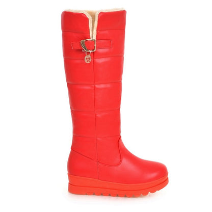 Women Platform Heels Knee High Snow Boots