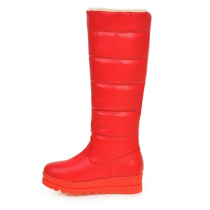 Women Platform Heels Knee High Snow Boots