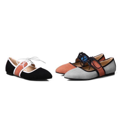 Women Pointed Toe Color Block Flats Shoes