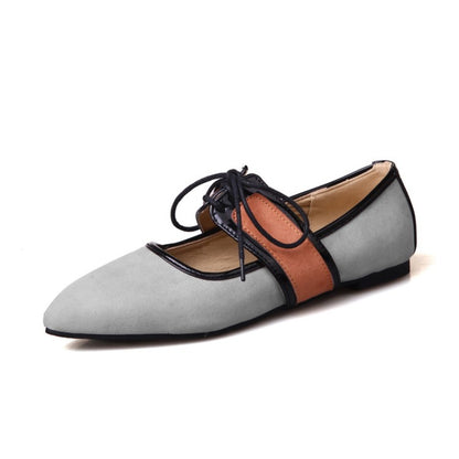 Women Pointed Toe Color Block Flats Shoes