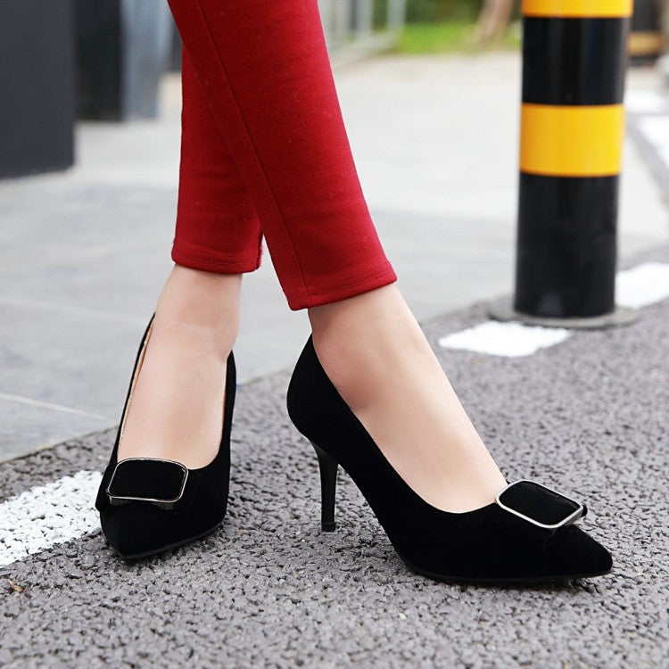 Women Pointed Toe Velvet High Heels Stiletto Pumps