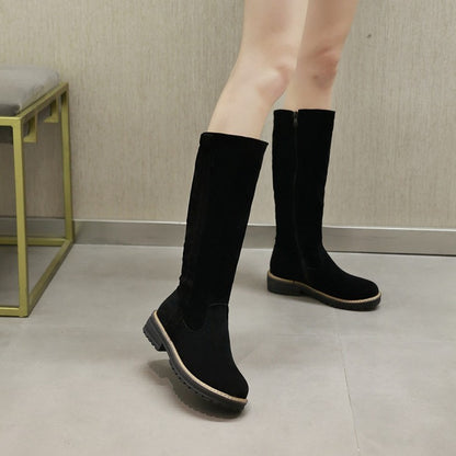 Women Suede Mid Heels Knee High Boots