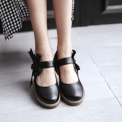 Women Bowtie Middle Heel Pumps