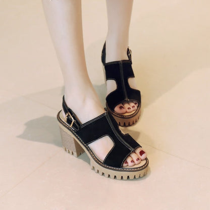 Women Wrap Strap Chunky Heel Platform Sandals