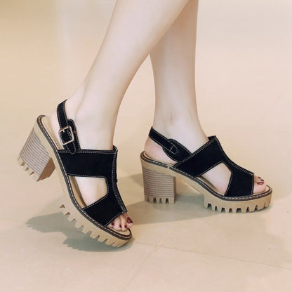 Women Wrap Strap Chunky Heel Platform Sandals