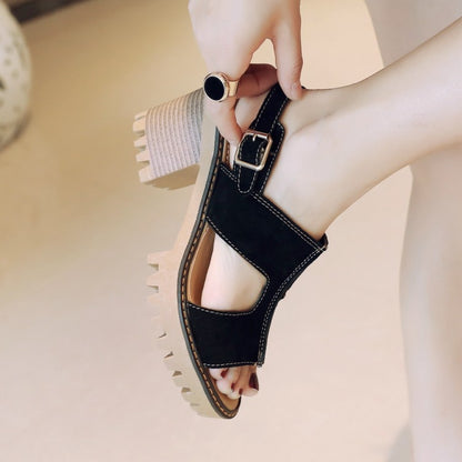 Women Wrap Strap Chunky Heel Platform Sandals